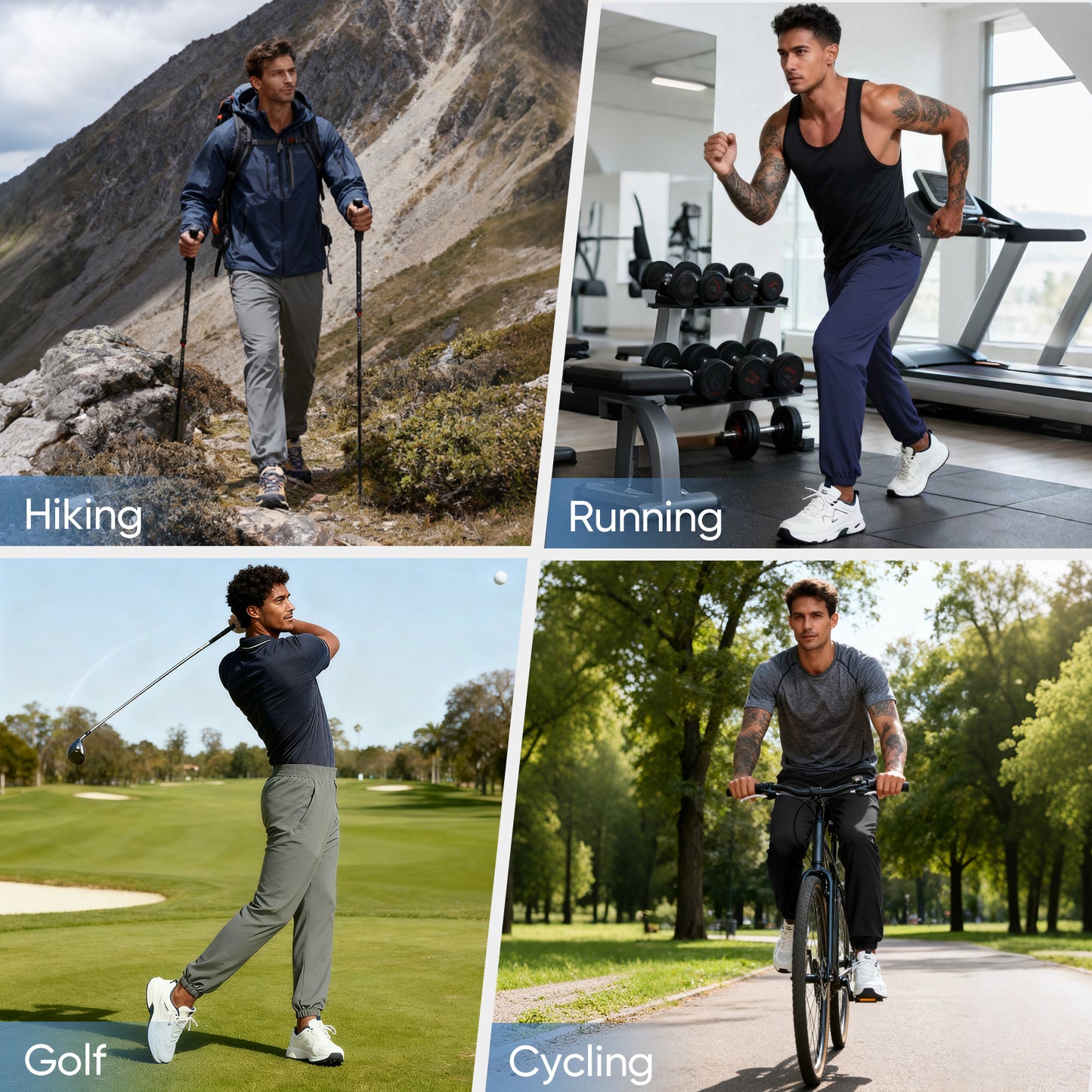 MERIDIANO Mens Hiking Pants with Zipper Pocket Nylon Lightweight Quick-Dry Stretchy Outdoor Gym Jogger Sweatpants