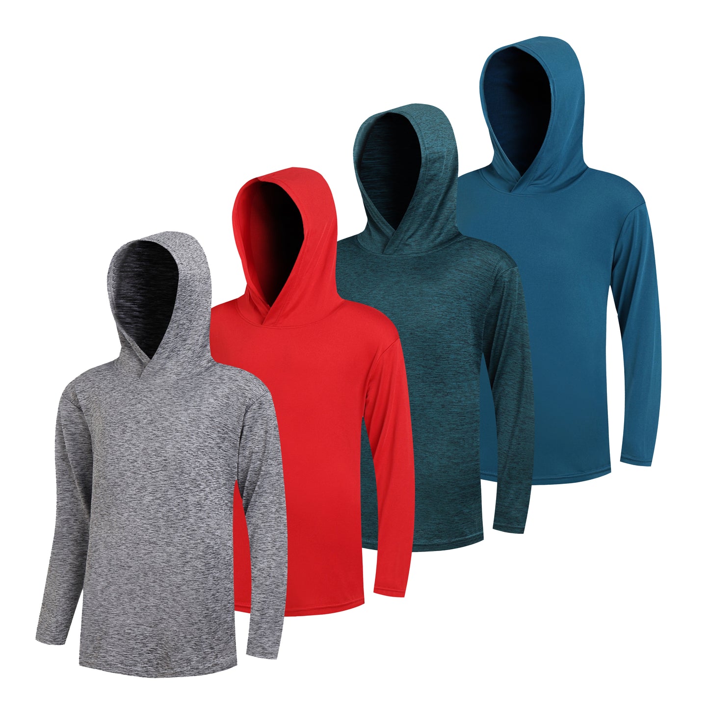 4 Pack WHITE PEAK TRADIGN COMPANY Boy's Quick-Drying Lightweight Hoodies Pullover Long Sleeve Athletic Training T Shirts 4-20