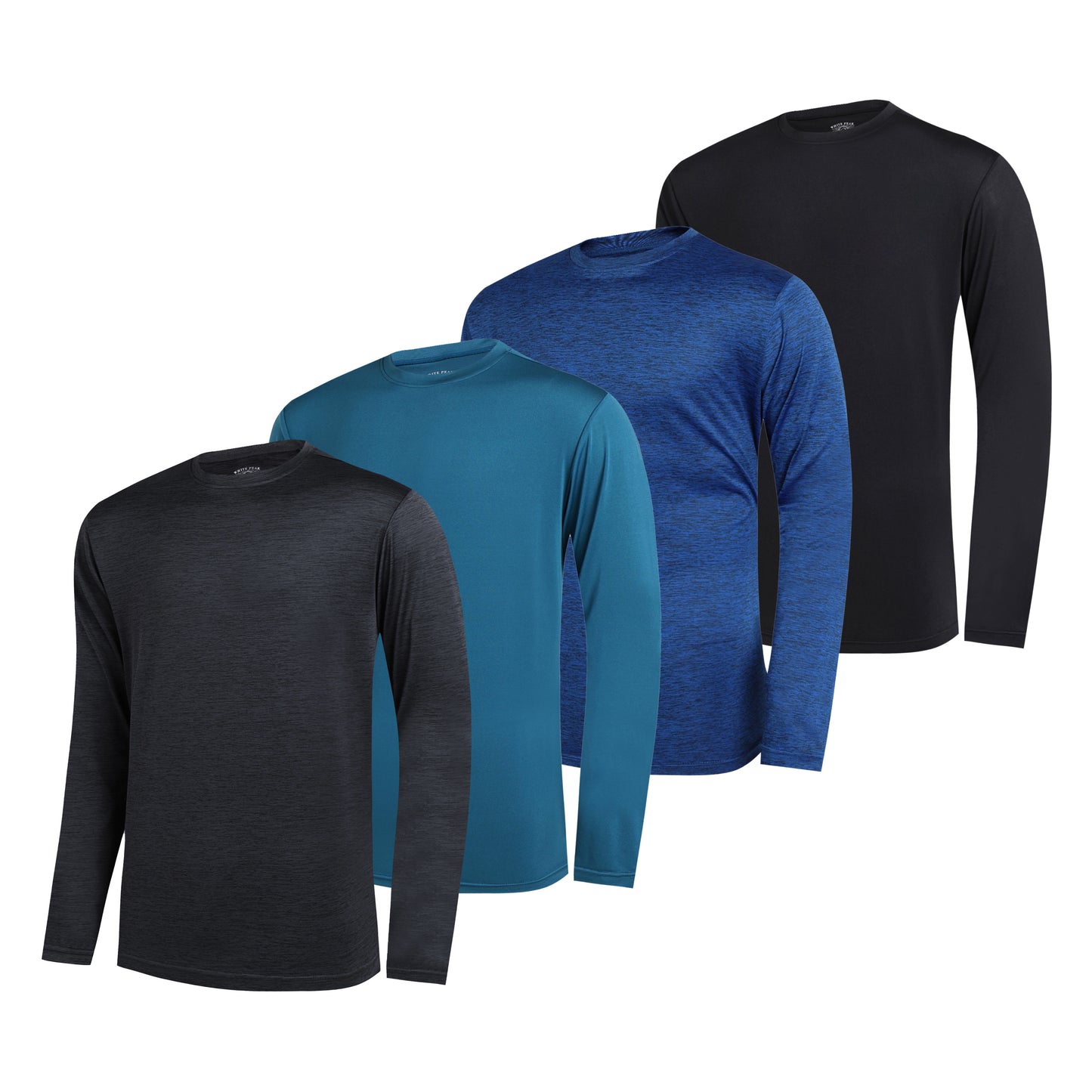 WHITE PEAK TRADIGN COMPANY 4 Pack Long Sleeve Shirts for Men Quick-Drying Moisture Wicking T-Shirt for Fishing Hiking Workout