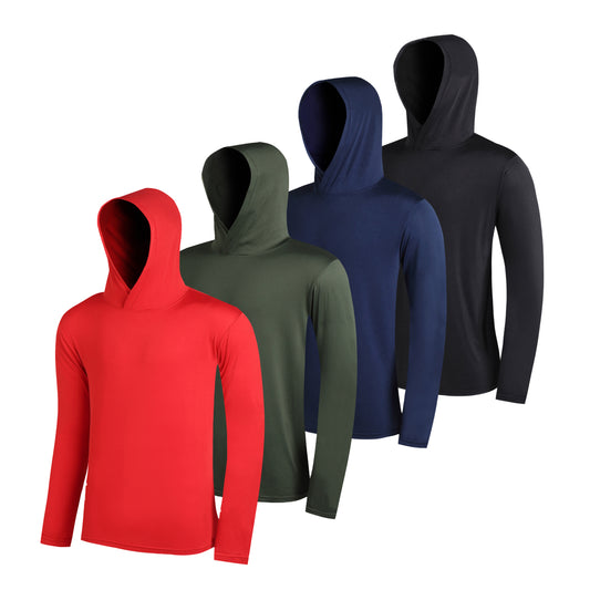 WHITE PEAK TRADING COMPANY Men's Lightweight Hoodies 4 Pack Long Sleeve Athletic Shirts for Mens Running Workout Swim T-Shirt
