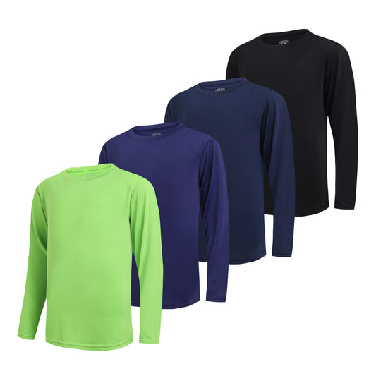 WHITE PEAK TRADING COMPANY 4 Pack Boy's Quick-Drying Lightweight Hoodies Pullover Long Sleeve Athletic Training T Shirts 4-20