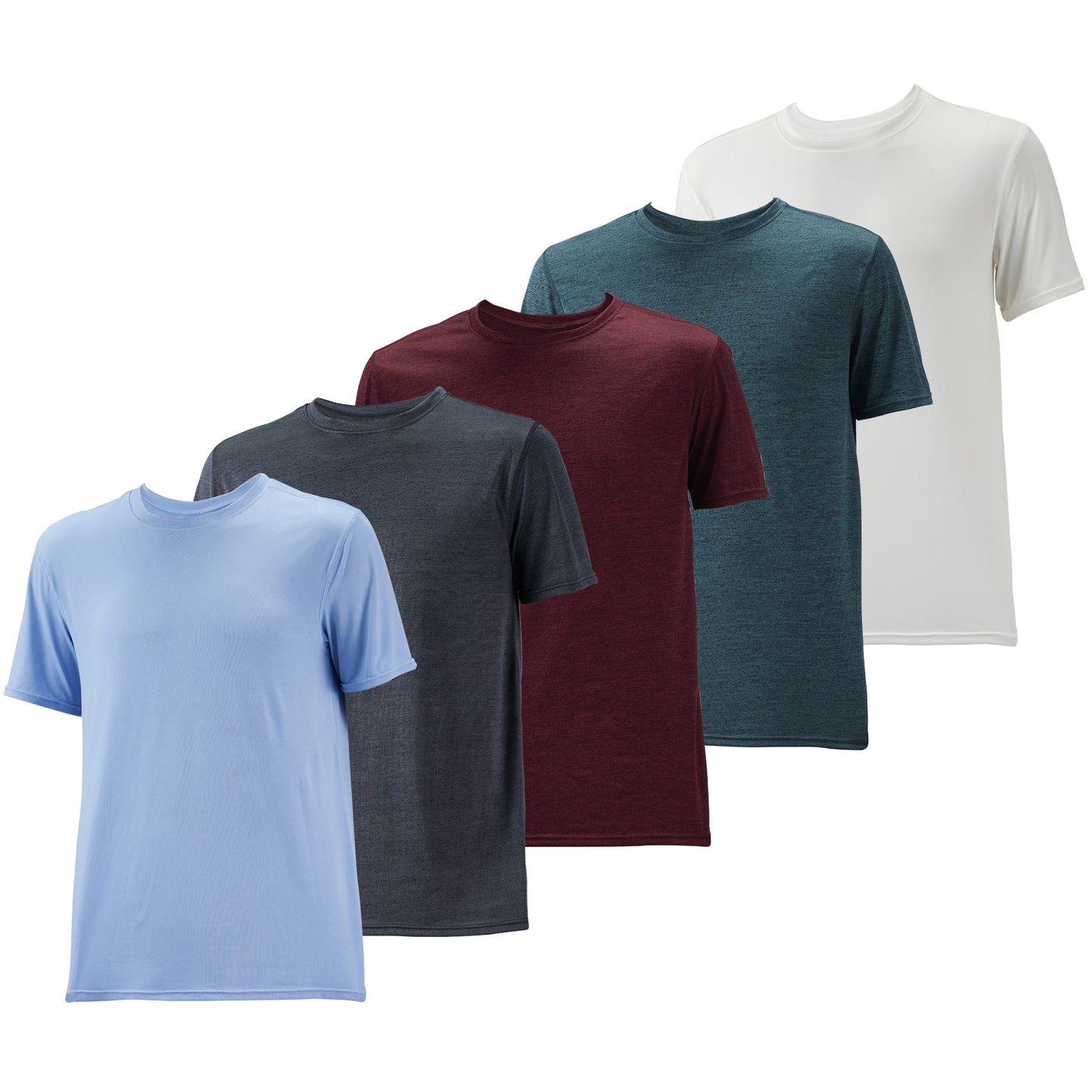 WHITE PEAK TRADING COMPANY 5 Pack Mens Workout T-Shirts Quick-Drying Athletic Short Sleeve Crew Neck Running Gym Tee Tops