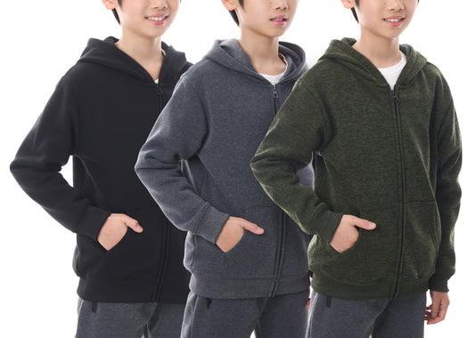 WHITE PEAK TRADIGN COMPANY Boys Athletic Hoodie Sweatshirt, 3 Pk Fleece Long Sleeve Kids Pullover Hoodies boy&girl Size 6-20