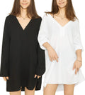 MERIDIANA 2-Pack Women's 100% Cotton Seersucker V-Neck Loose Beach Vacation Dress Poolside Swimsuit Coverups for Holiday Life