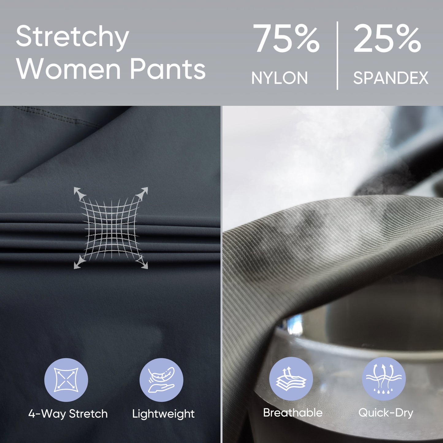 MERIDIANA Women's Hiking Pants with Zipper Pocket Breathable Quick-Dry Stretchy Nylon Outdoor Jogger Sweatpants