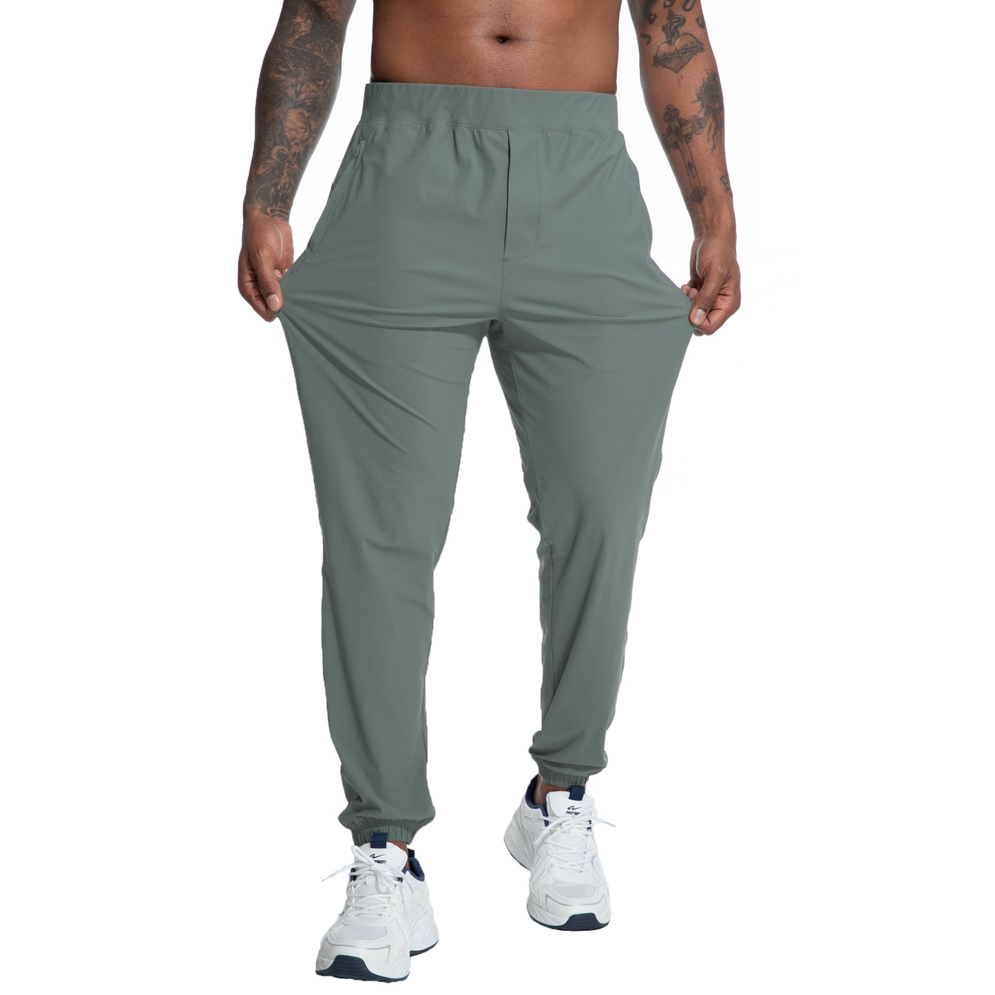 MERIDIANO Mens Hiking Pants with Zipper Pocket Nylon Lightweight Quick-Dry Stretchy Outdoor Gym Jogger Sweatpants
