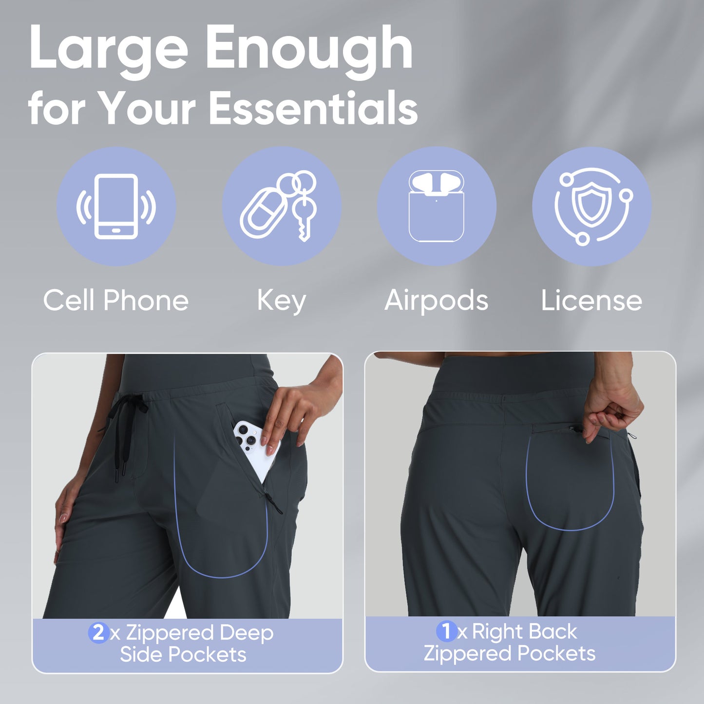 MERIDIANA Women's Hiking Pants with Zipper Pocket Breathable Quick-Dry Stretchy Nylon Outdoor Jogger Sweatpants