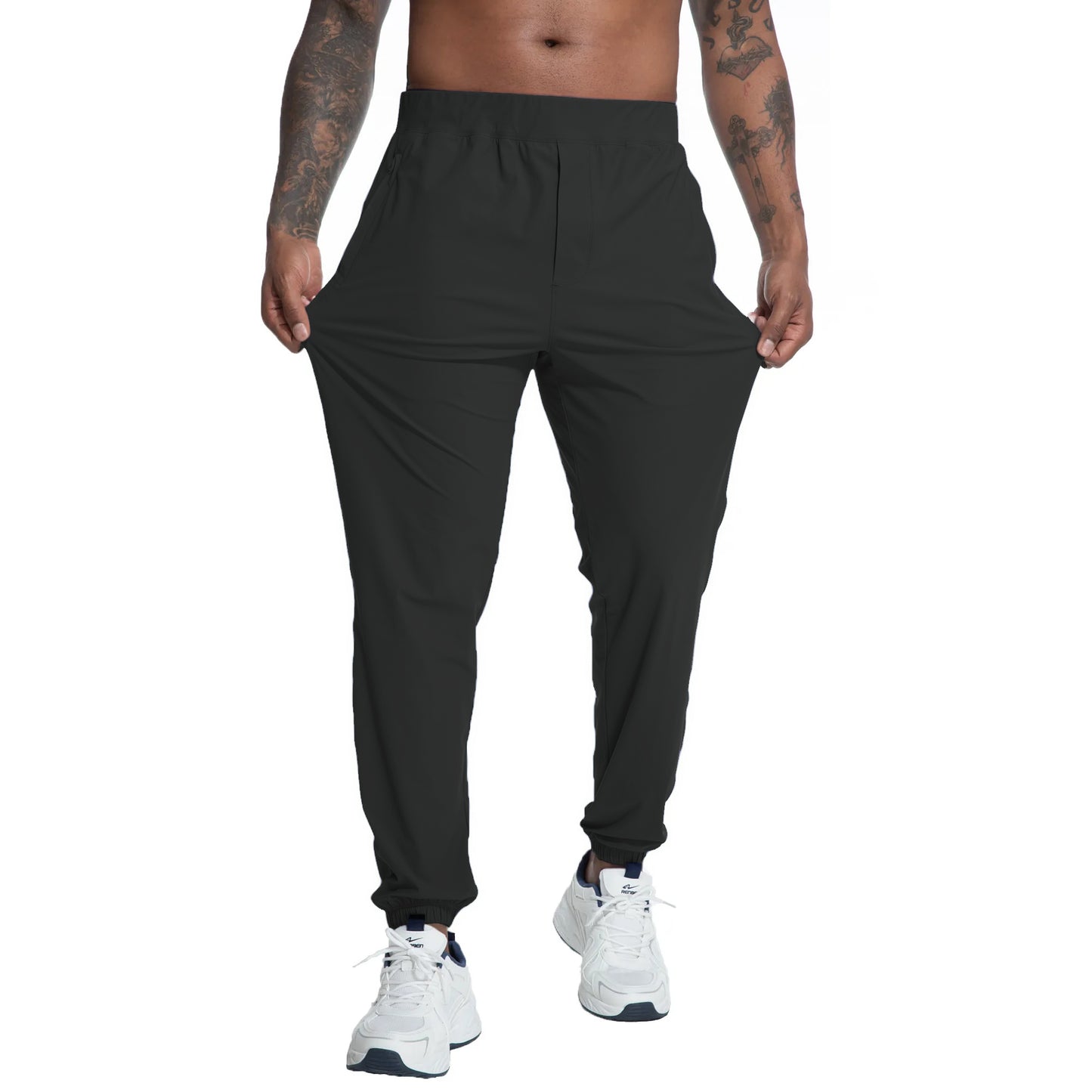 MERIDIANO Mens Hiking Pants with Zipper Pocket Nylon Lightweight Quick-Dry Stretchy Outdoor Gym Jogger Sweatpants