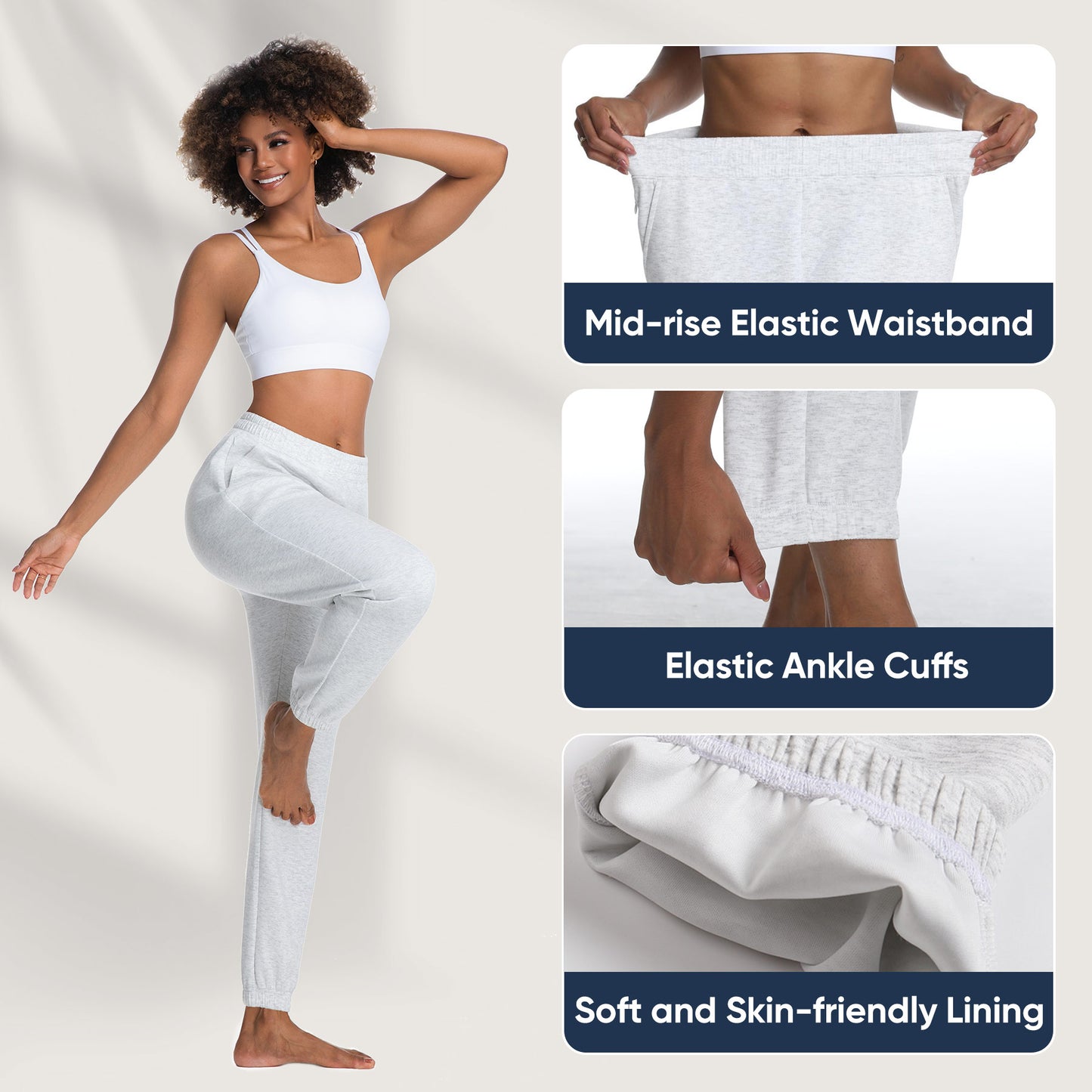 MERIDIANA Women's Fleecy Fabric Jogger Lightweight Warmth Cozy Softness Breathable Wide Leg Casual Travel Pants