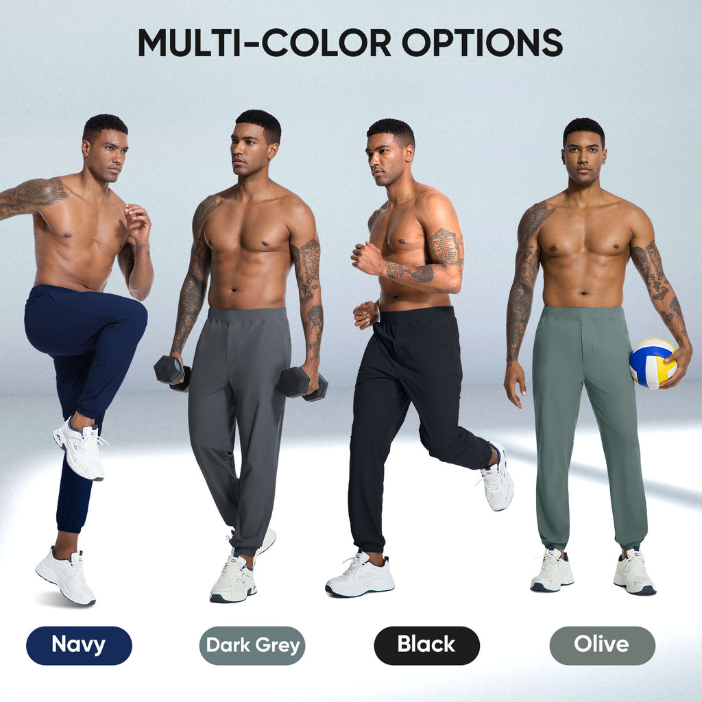 MERIDIANO Mens Hiking Pants with Zipper Pocket Nylon Lightweight Quick-Dry Stretchy Outdoor Gym Jogger Sweatpants