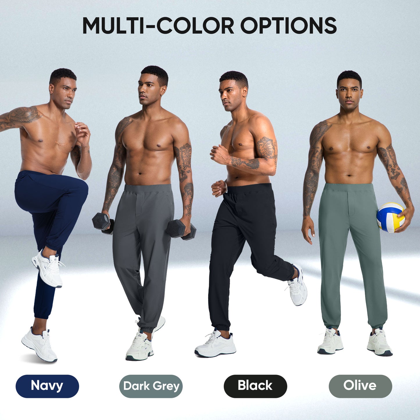 MERIDIANO Mens Hiking Pants with Zipper Pocket Nylon Lightweight Quick-Dry Stretchy Outdoor Gym Jogger Sweatpants