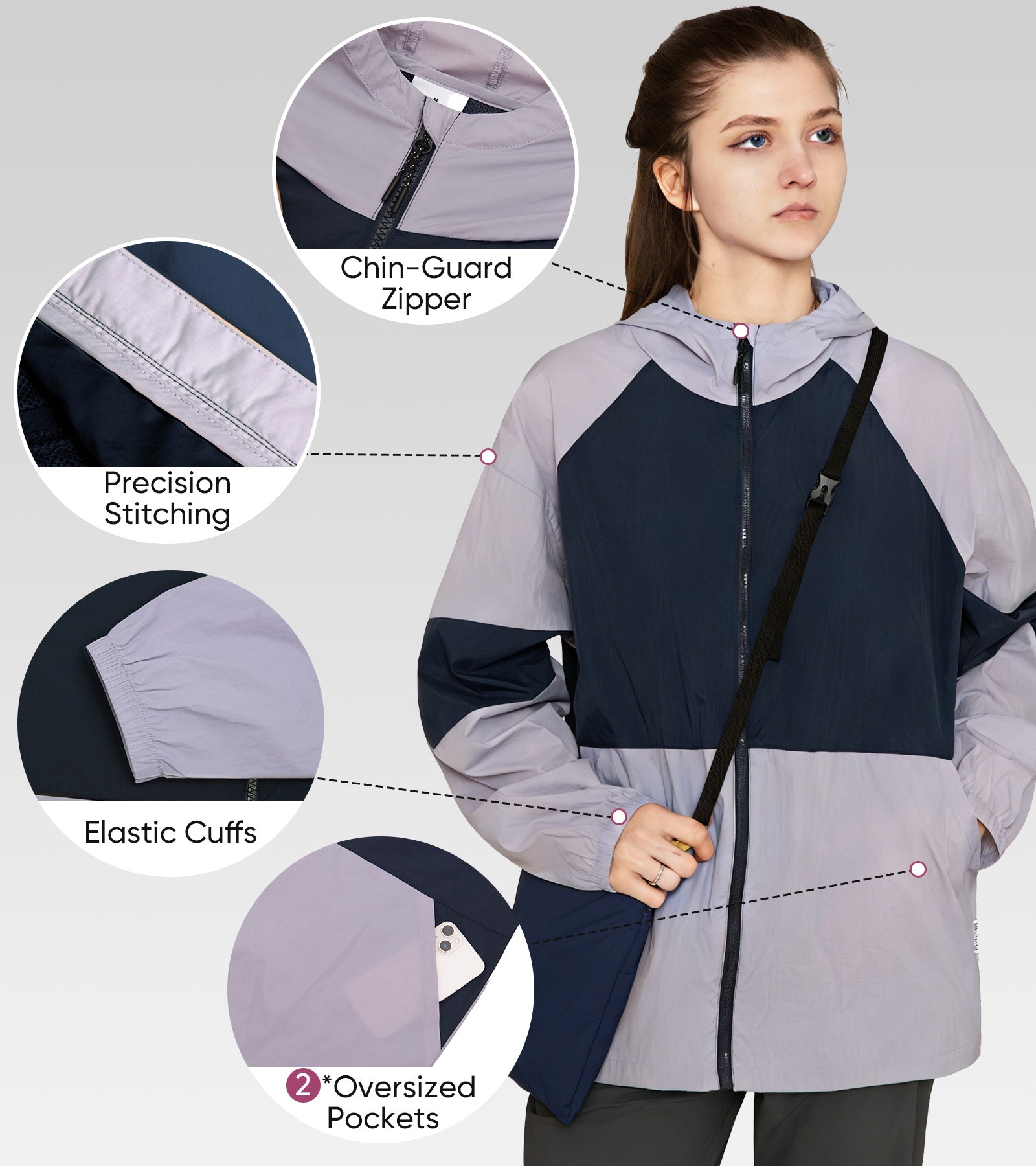 MERIDIANA Women's Lightweight Packable Jacket, UPF 50+ Sun & Water Resistant Windbreaker with Hood, Stain &Dog Hair Repellent