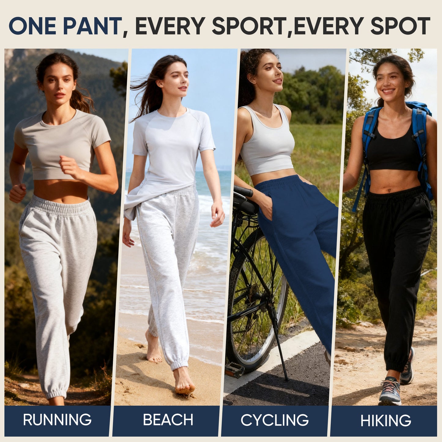 MERIDIANA Women's Fleecy Fabric Jogger Lightweight Warmth Cozy Softness Breathable Wide Leg Casual Travel Pants