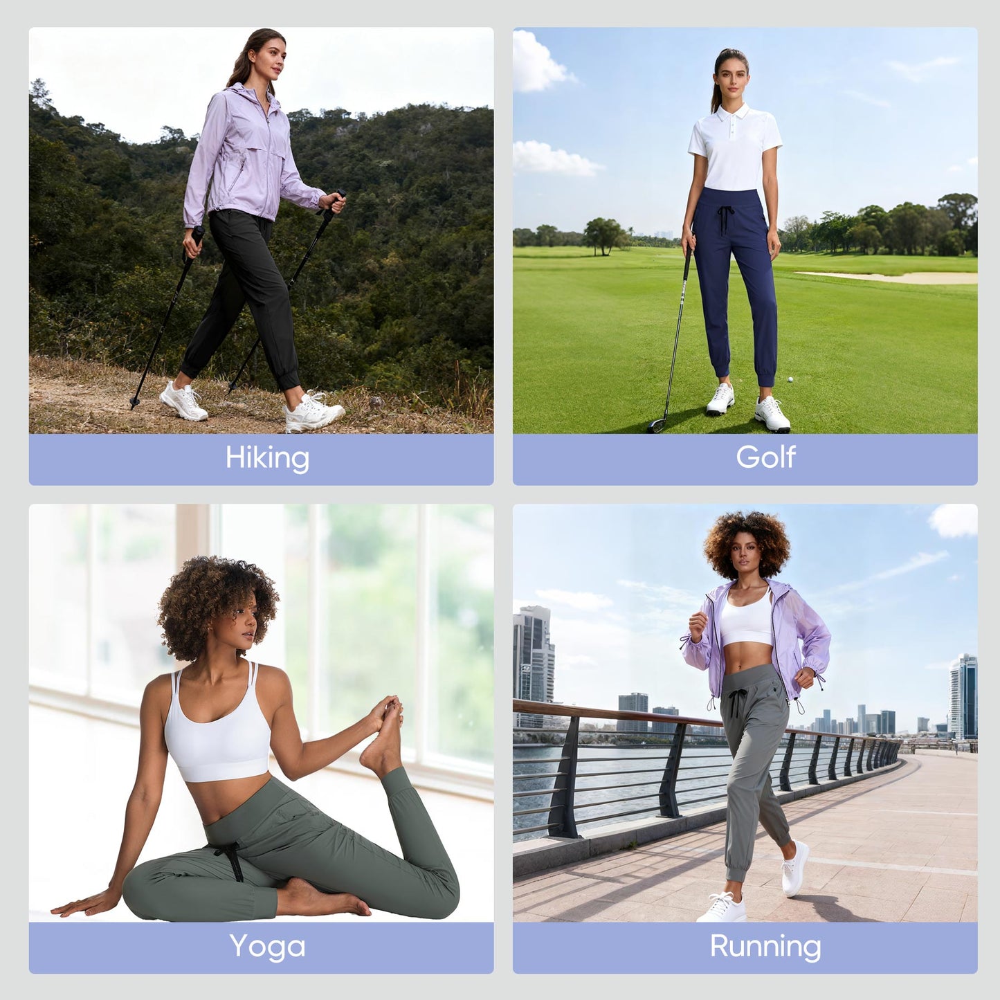 MERIDIANA Women's Hiking Pants with Zipper Pocket Breathable Quick-Dry Stretchy Nylon Outdoor Jogger Sweatpants