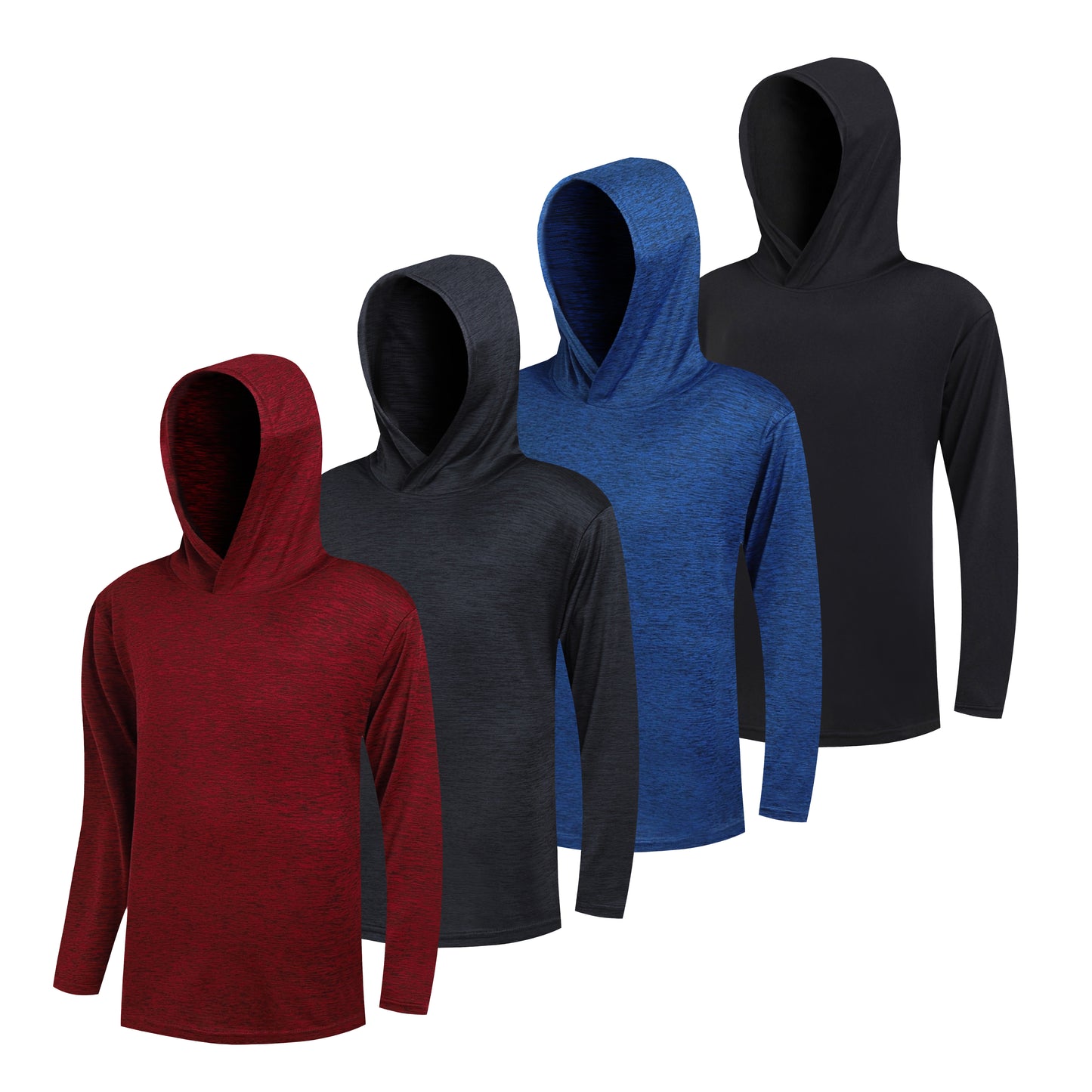 4 Pack WHITE PEAK TRADIGN COMPANY Boy's Quick-Drying Lightweight Hoodies Pullover Long Sleeve Athletic Training T Shirts 4-20