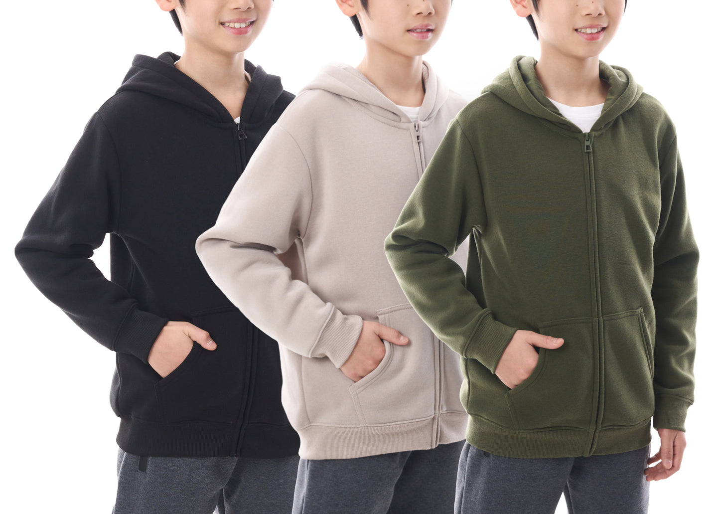 WHITE PEAK TRADIGN COMPANY Boys Athletic Hoodie Sweatshirt, 3 Pk Fleece Long Sleeve Kids Pullover Hoodies boy&girl Size 6-20