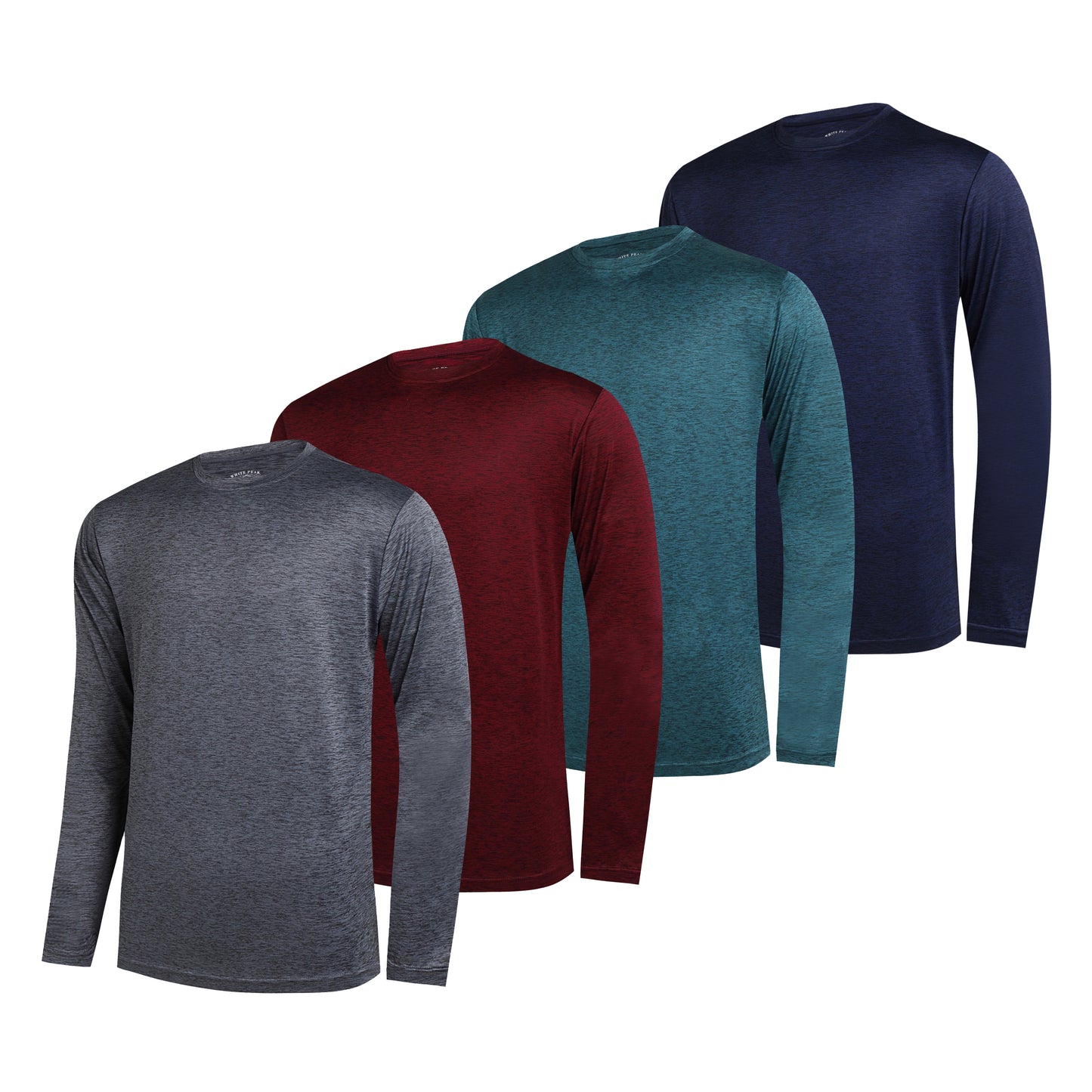 WHITE PEAK TRADIGN COMPANY 4 Pack Long Sleeve Shirts for Men Quick-Drying Moisture Wicking T-Shirt for Fishing Hiking Workout