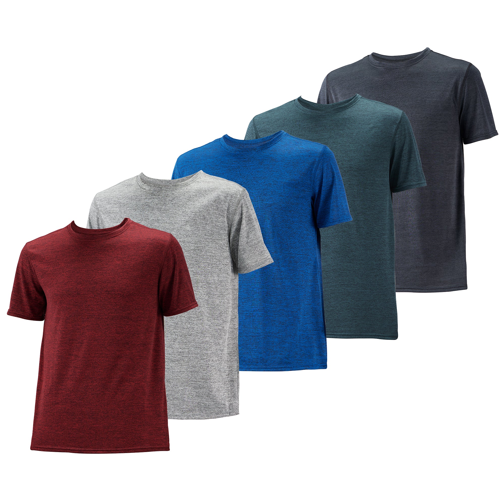 WHITE PEAK TRADING COMPANY 5 Pack Mens Workout T-Shirts Quick-Drying Athletic Short Sleeve Crew Neck Running Gym Tee Tops