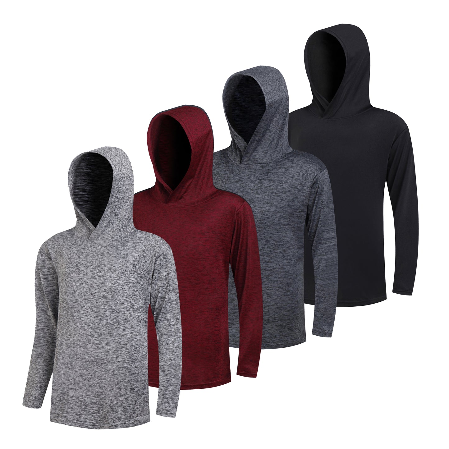 4 Pack WHITE PEAK TRADIGN COMPANY Boy's Quick-Drying Lightweight Hoodies Pullover Long Sleeve Athletic Training T Shirts 4-20