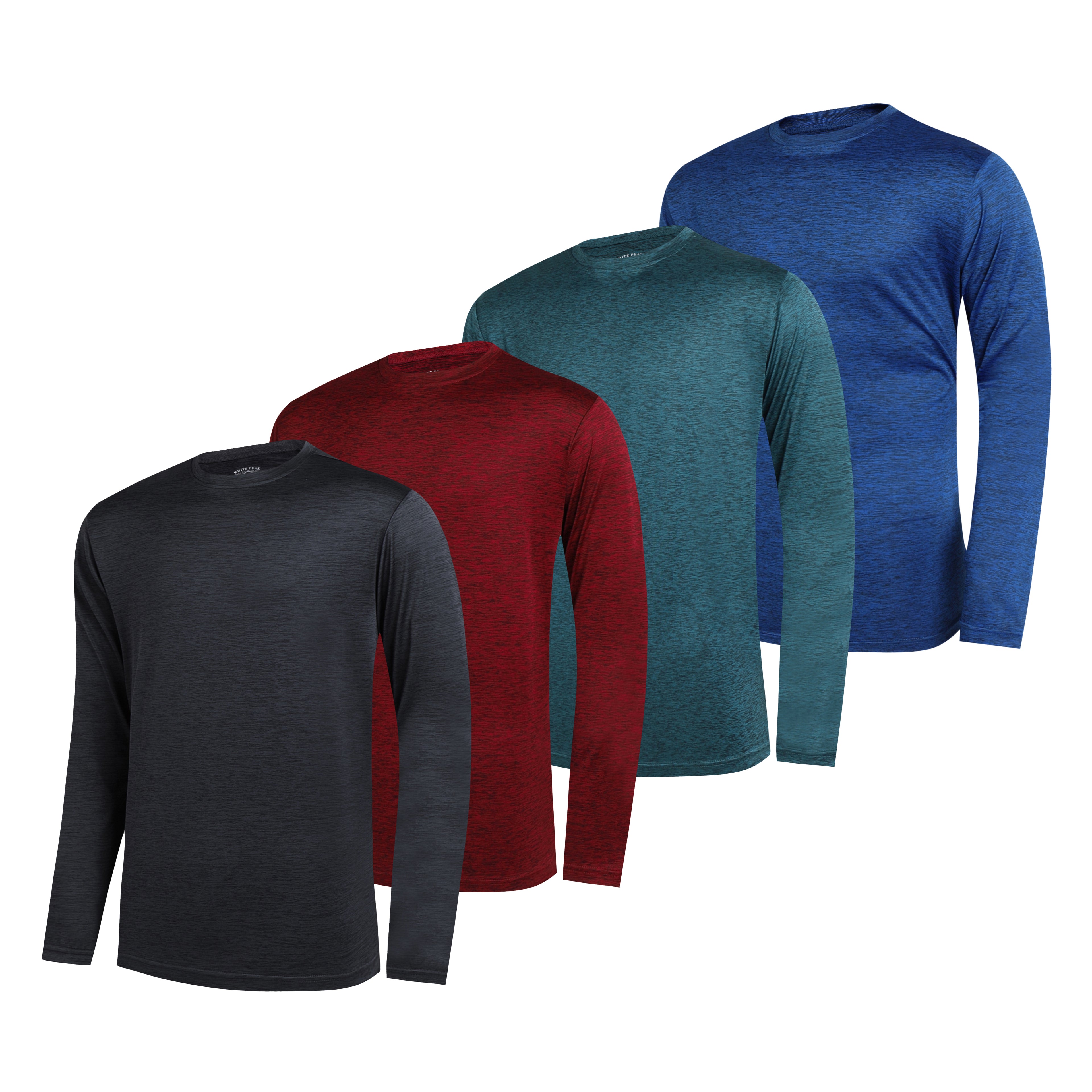WHITE PEAK TRADIGN COMPANY 4 Pack Long Sleeve Shirts for Men Quick-Drying Moisture Wicking T-Shirt for Fishing Hiking Workout
