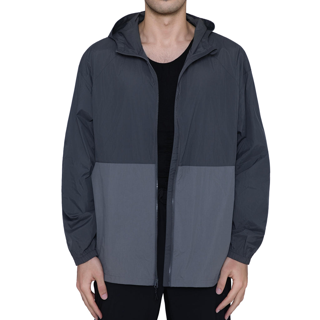 MERIDIANO Men's Lightweight Packable Jacket, UPF 50+ Sun & Water Resistant Windbreaker with Hood, Stain & Dog Hair Repellent
