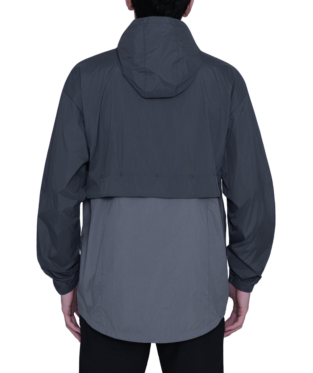 MERIDIANO Men's Lightweight Packable Jacket, UPF 50+ Sun & Water Resistant Windbreaker with Hood, Stain & Dog Hair Repellent