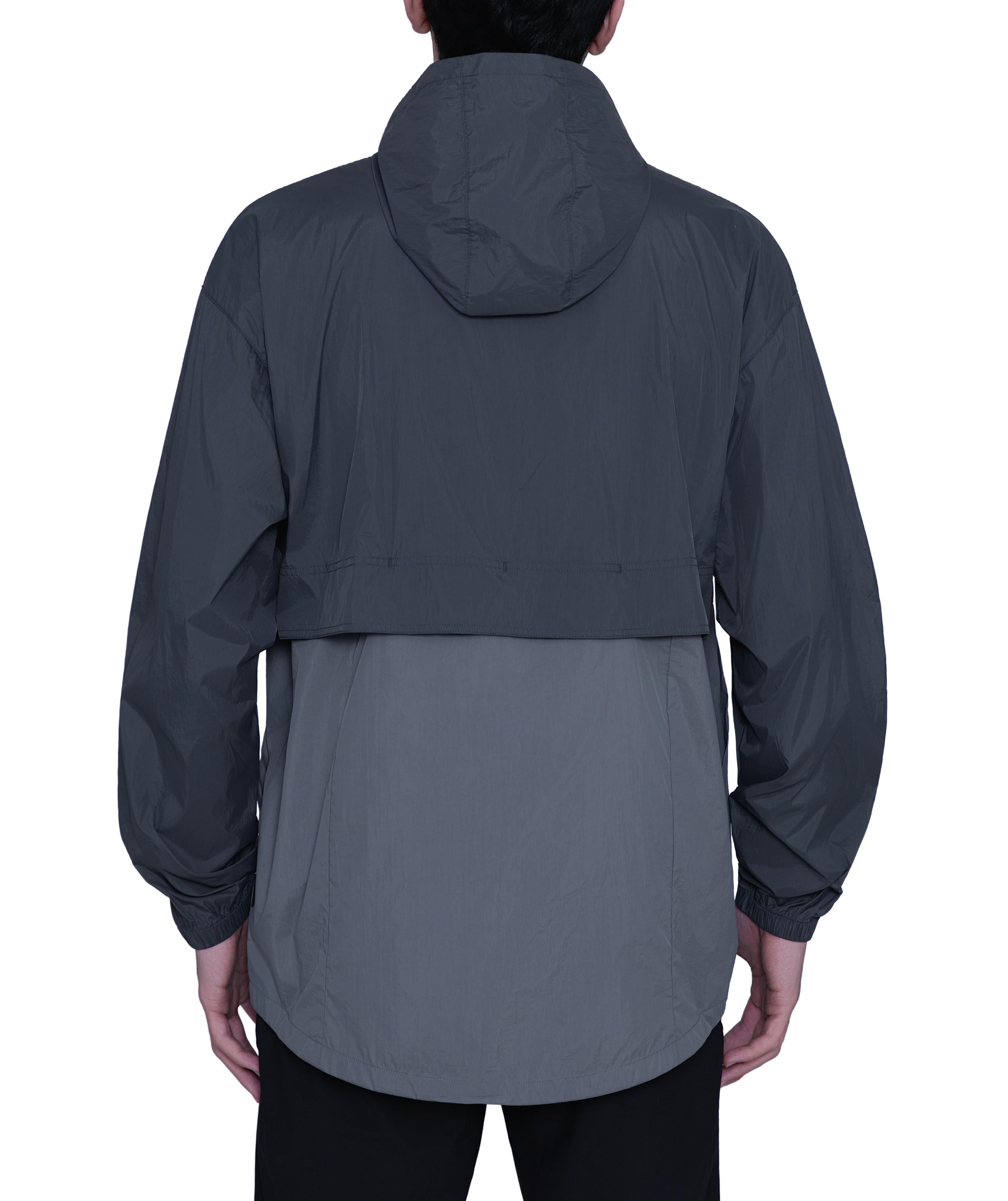 MERIDIANO Men's Lightweight Packable Jacket, UPF 50+ Sun & Water Resistant Windbreaker with Hood, Stain & Dog Hair Repellent