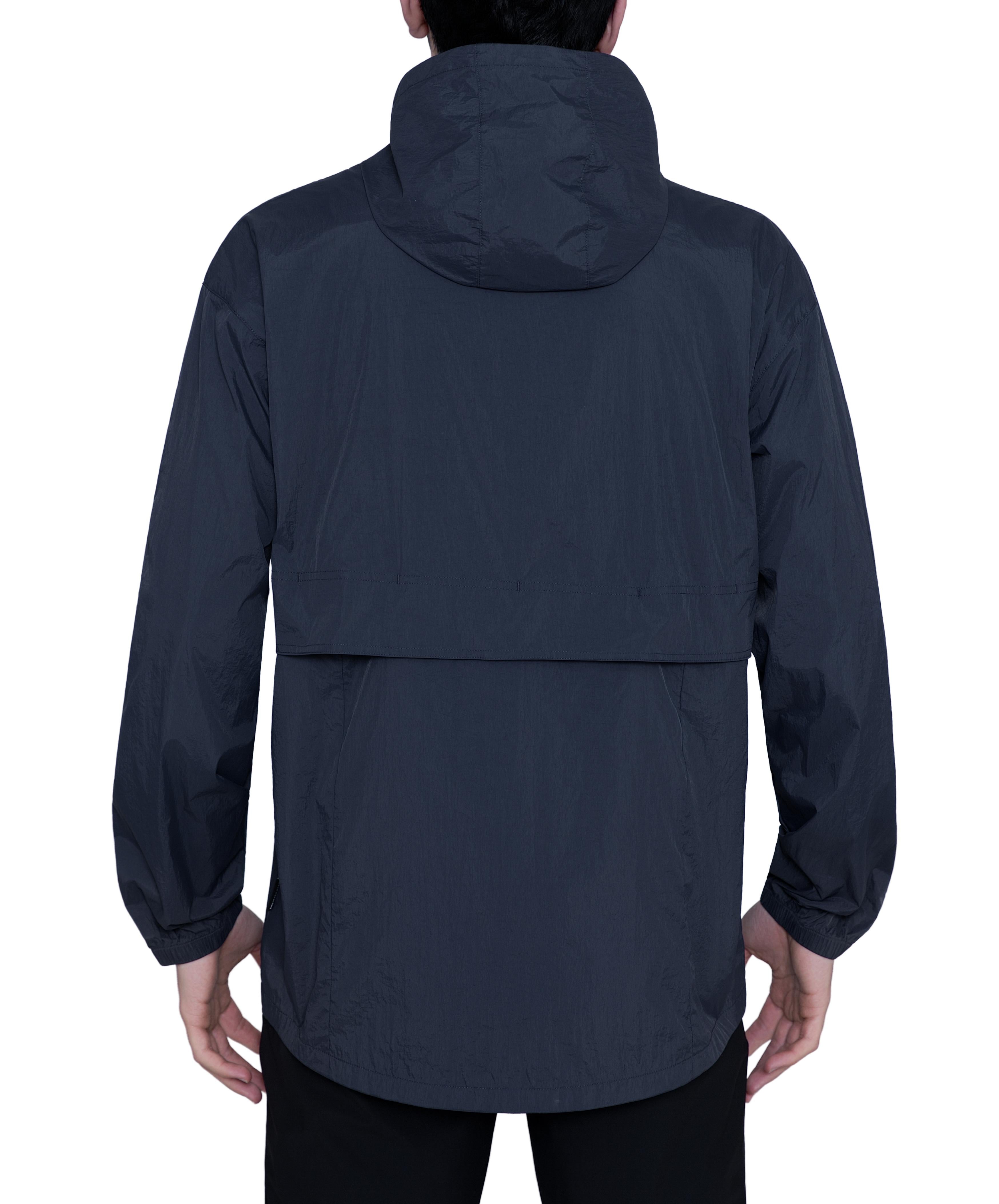 MERIDIANO Men's Lightweight Packable Jacket, UPF 50+ Sun & Water Resistant Windbreaker with Hood, Stain & Dog Hair Repellent