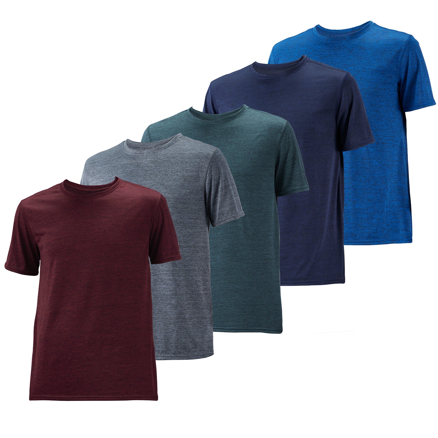 WHITE PEAK TRADING COMPANY 5 Pack Mens Workout T-Shirts Quick-Drying Athletic Short Sleeve Crew Neck Running Gym Tee Tops