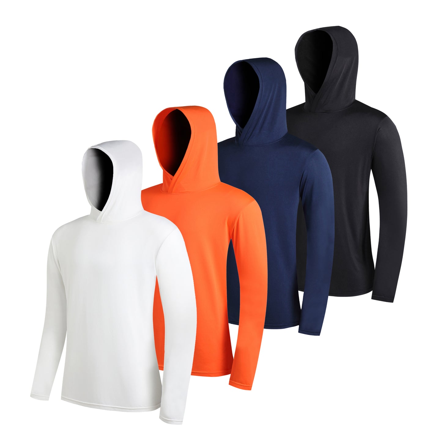 WHITE PEAK TRADING COMPANY  Men's Lightweight Hoodies 4 Pack Long Sleeve Athletic Shirts for Mens Running Workout Swim T-Shirt