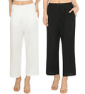MERIDIANA Women's 2 Pack Wide Leg Cotton Seersucker Pants Summer Casual Beach Palazzo Trousers with Pockets Travel Vacation