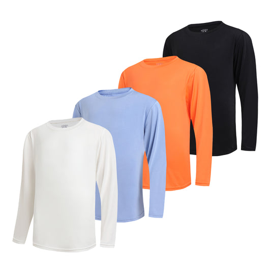 WHITE PEAK TRADING COMPANY  4 Pack Boy's Quick-Drying Lightweight Hoodies Pullover Long Sleeve Athletic Training T Shirts 4-20