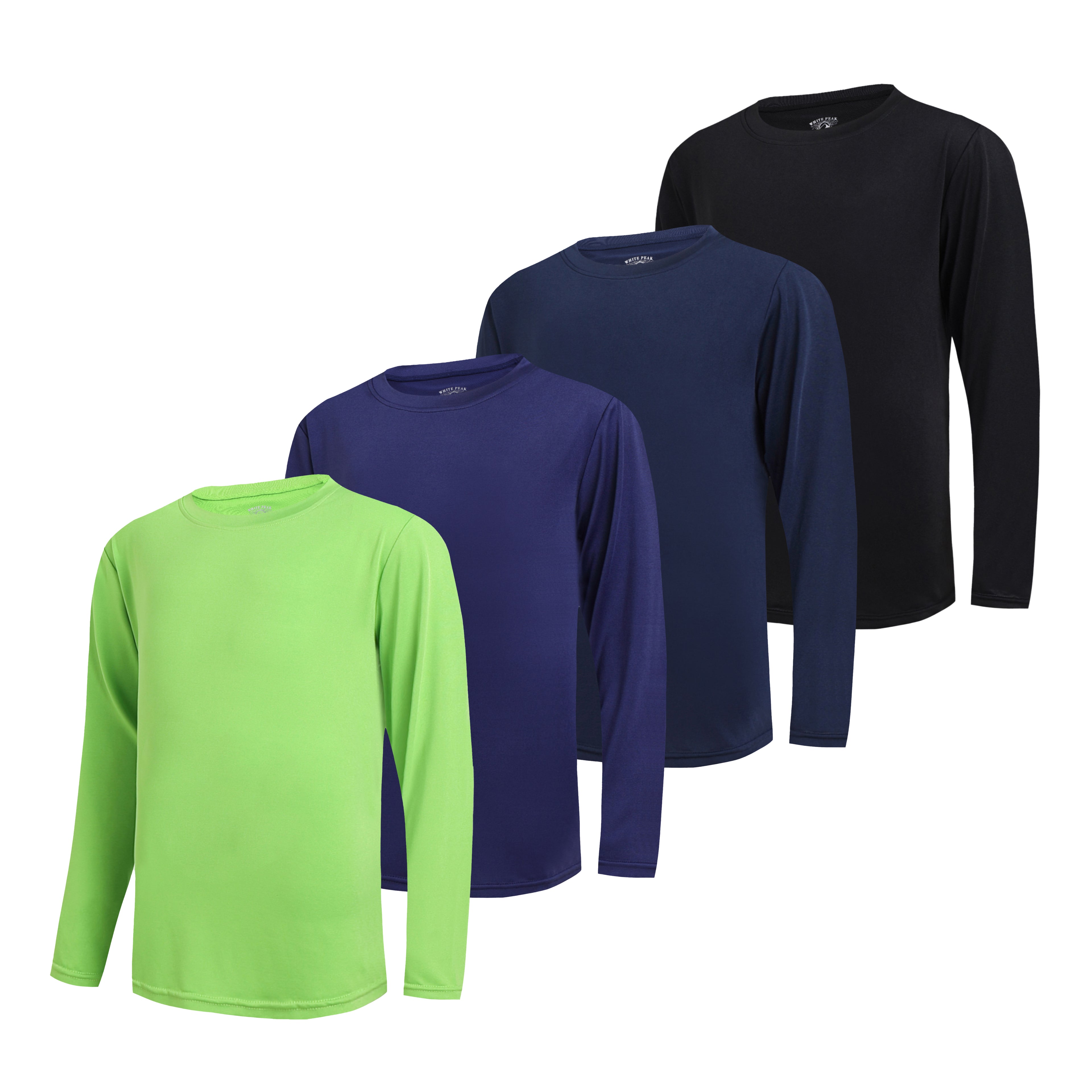 WHITE PEAK TRADING COMPANY  4 Pack Boy's Quick-Drying Lightweight Hoodies Pullover Long Sleeve Athletic Training T Shirts 4-20