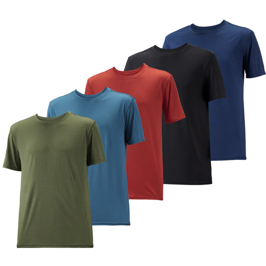 WHITE PEAK TRADING COMPANY 5 Pack Mens Workout T-Shirts Quick-Drying Athletic Short Sleeve Crew Neck Running Gym Tee Tops