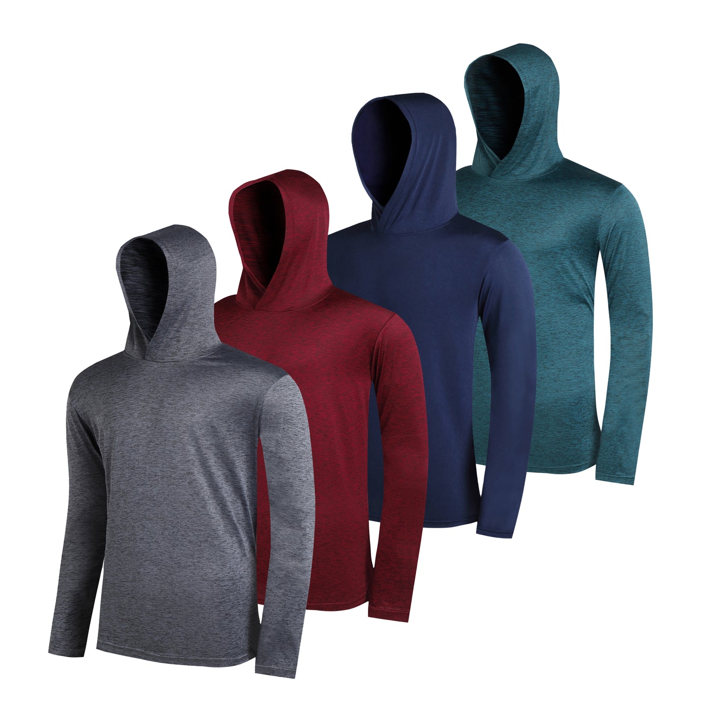 WHITE PEAK TRADING COMPANY  Men's Lightweight Hoodies 4 Pack Long Sleeve Athletic Shirts for Mens Running Workout Swim T-Shirt