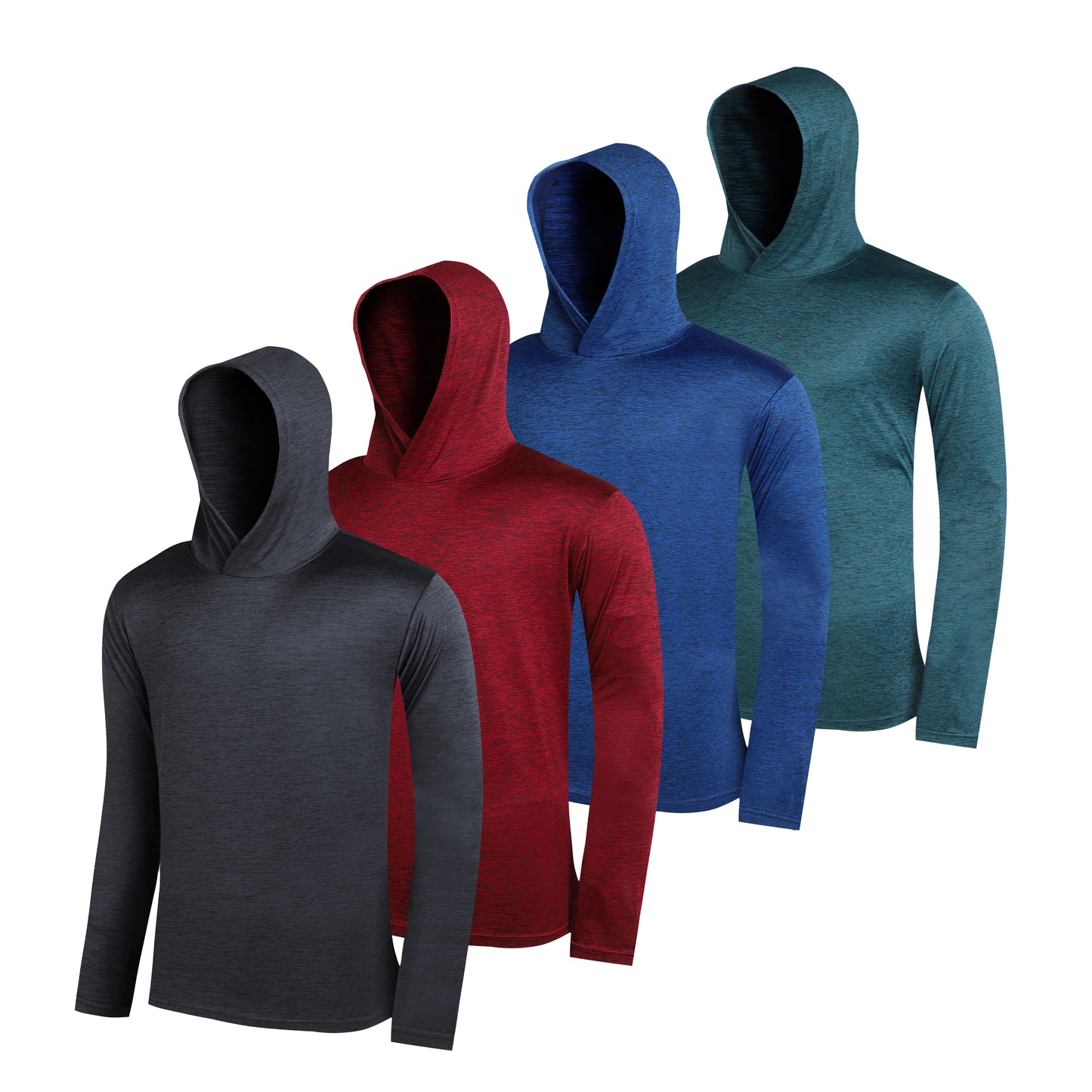 WHITE PEAK TRADING COMPANY  Men's Lightweight Hoodies 4 Pack Long Sleeve Athletic Shirts for Mens Running Workout Swim T-Shirt