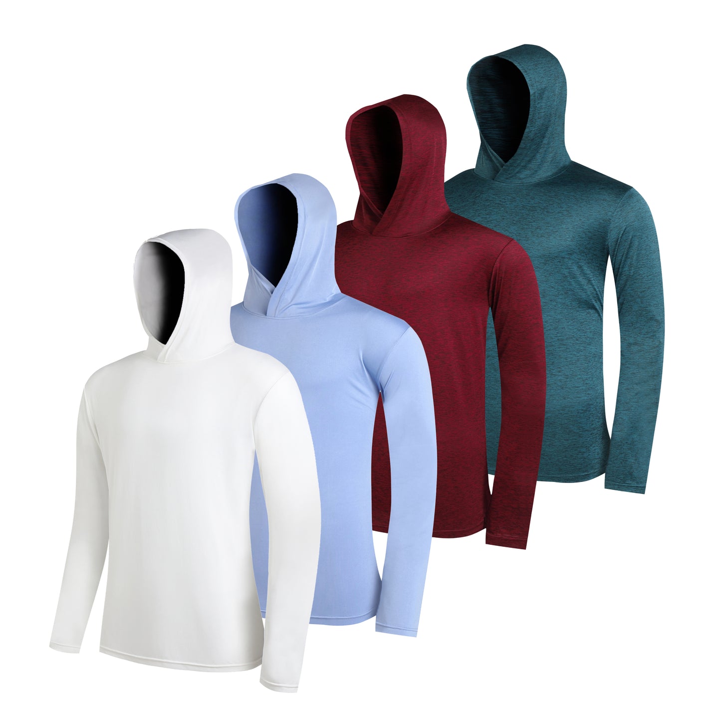 WHITE PEAK TRADING COMPANY  Men's Lightweight Hoodies 4 Pack Long Sleeve Athletic Shirts for Mens Running Workout Swim T-Shirt
