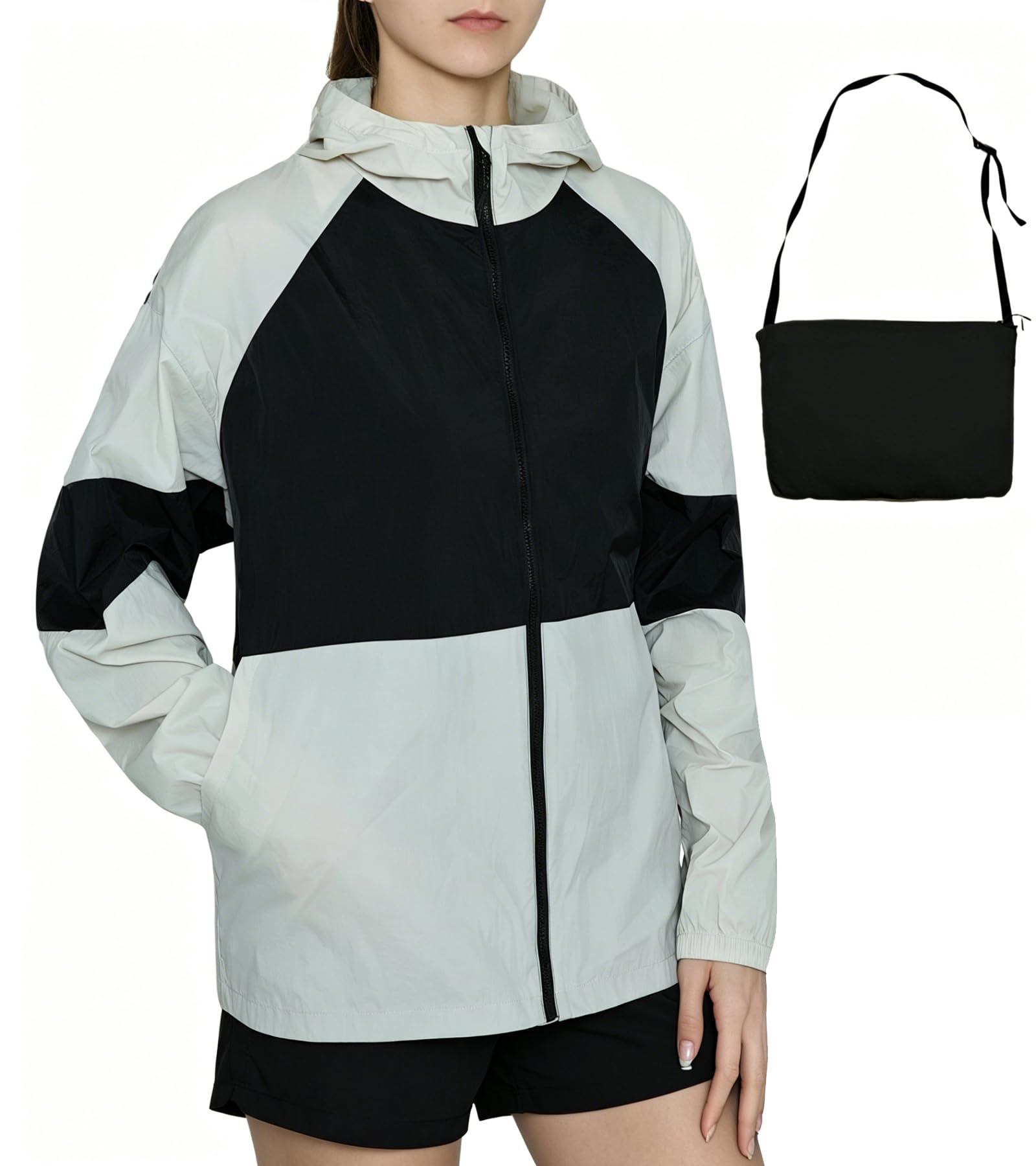 MERIDIANA Women's Lightweight Packable Jacket, UPF 50+ Sun & Water Resistant Windbreaker with Hood, Stain &Dog Hair Repellent