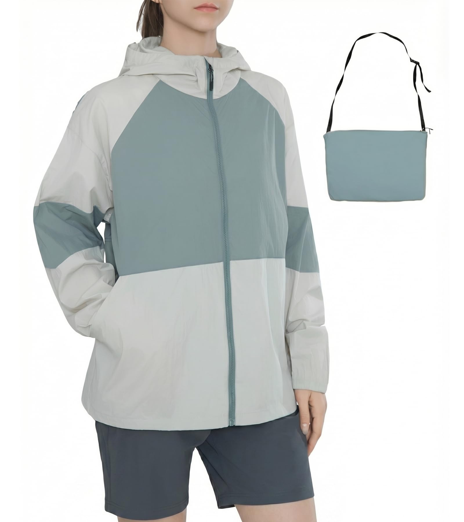 MERIDIANA Women's Lightweight Packable Jacket, UPF 50+ Sun & Water Resistant Windbreaker with Hood, Stain &Dog Hair Repellent
