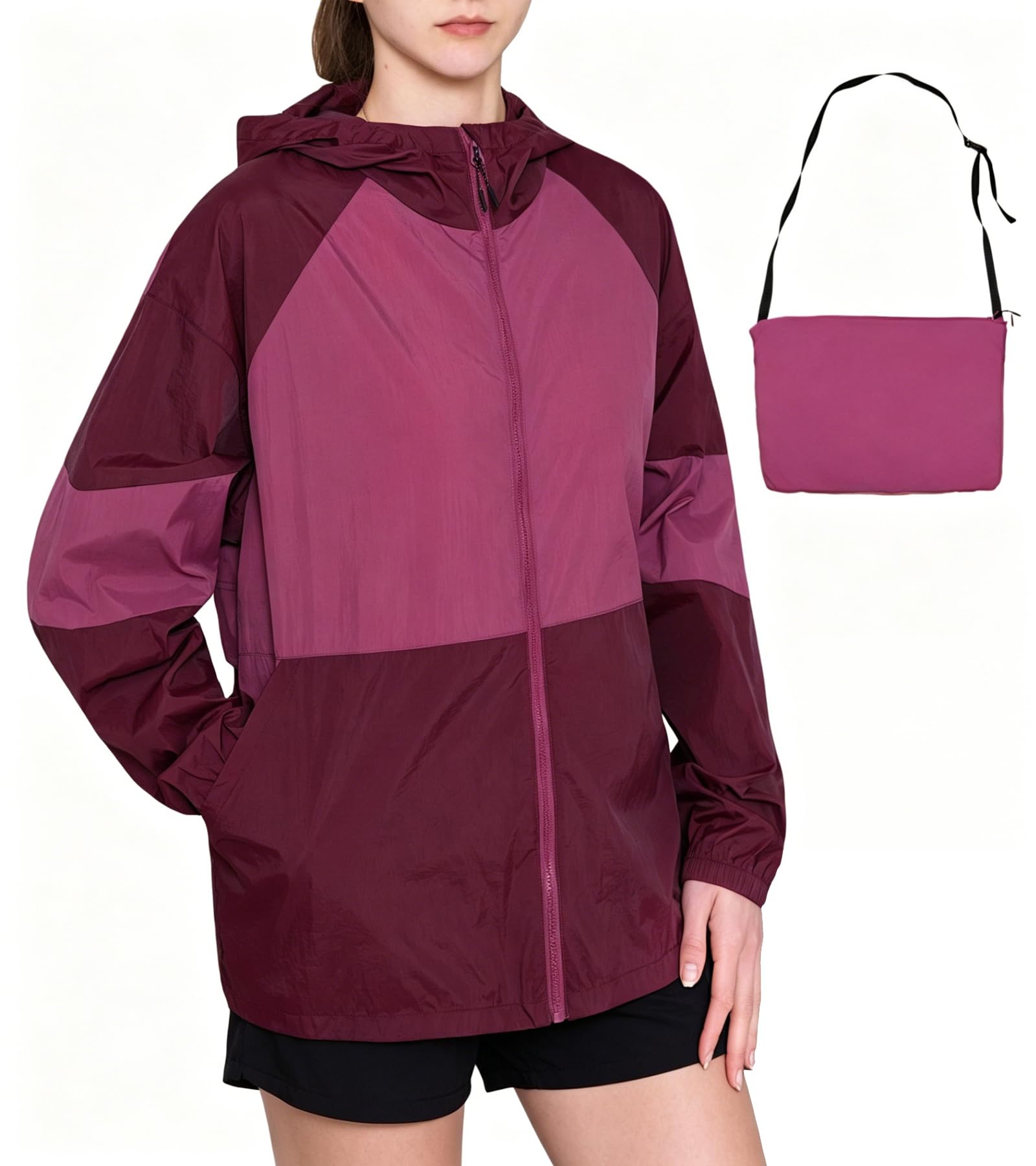 MERIDIANA Women's Lightweight Packable Jacket, UPF 50+ Sun & Water Resistant Windbreaker with Hood, Stain &Dog Hair Repellent