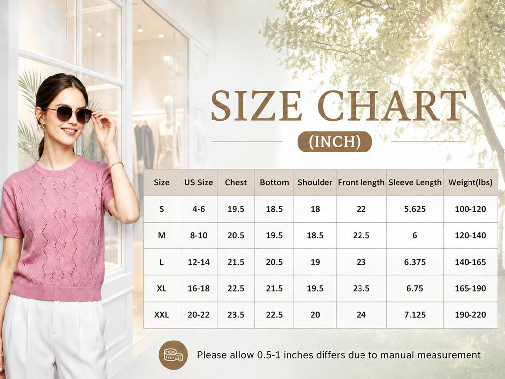 BOGARI Womens Short Sleeve Sweater Lightweight Knit Crew Neck Summer Tops Business Casual Loose Pullover Shirt
