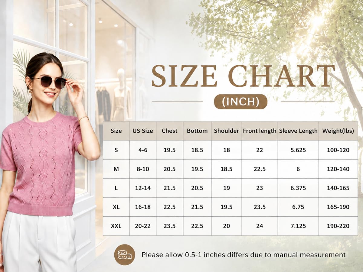 BOGARI Womens Short Sleeve Sweater Lightweight Knit Crew Neck Summer Tops Business Casual Loose Pullover Shirt