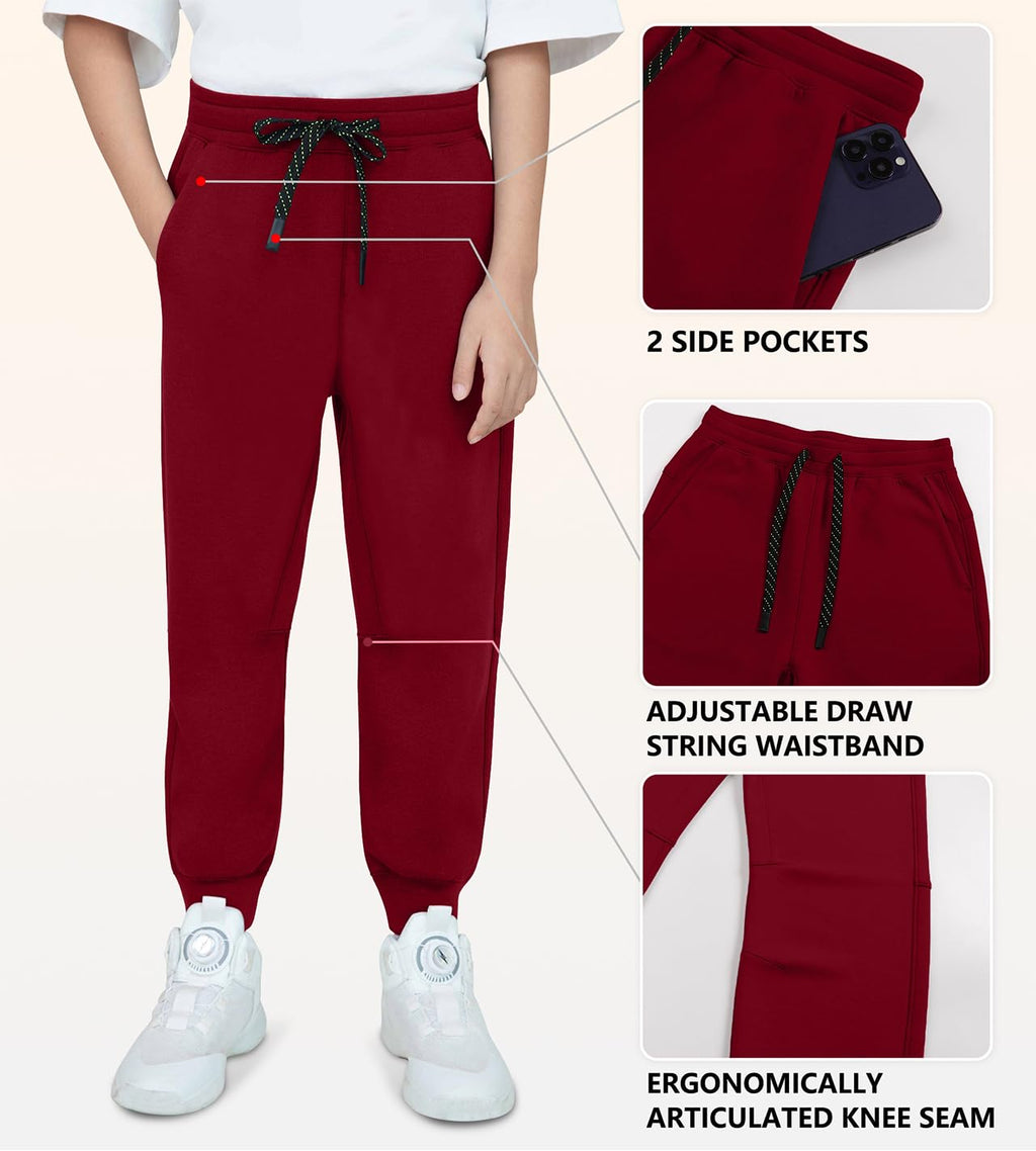 MERIDIANO 2 Pack Boys Joggers Lightweight Athletic Pants, Soft scuba-style Fabric Jogging Pants for Kid Youth with Drawstring