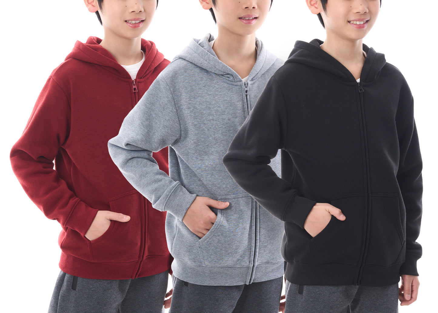 WHITE PEAK TRADIGN COMPANY Boys Athletic Hoodie Sweatshirt, 3 Pk Fleece Long Sleeve Kids Pullover Hoodies boy&girl Size 6-20