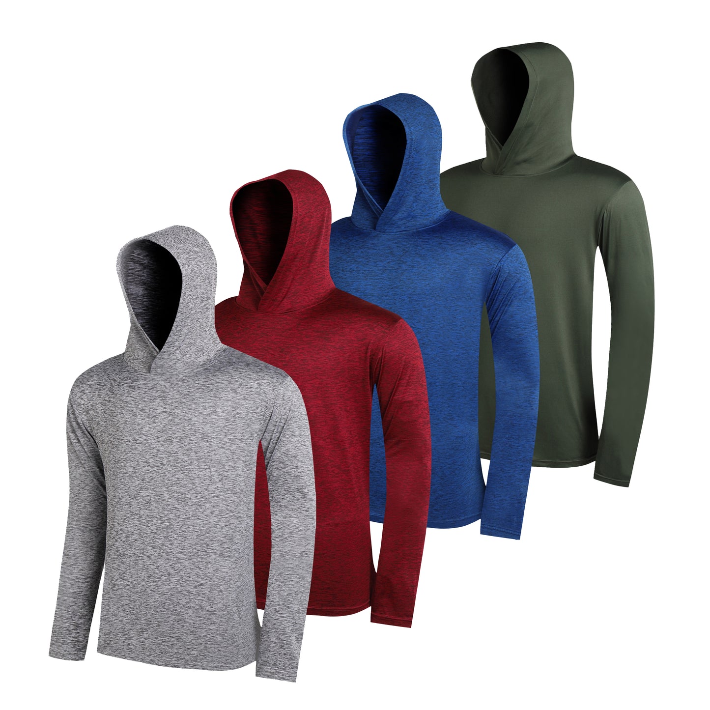 WHITE PEAK TRADING COMPANY  Men's Lightweight Hoodies 4 Pack Long Sleeve Athletic Shirts for Mens Running Workout Swim T-Shirt