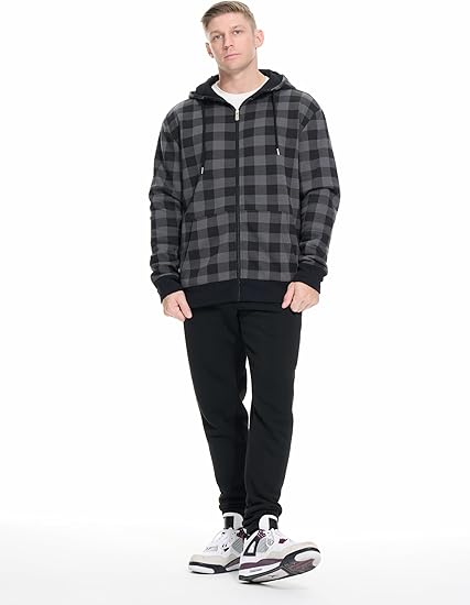 WHITE PEAK TRADING COMPANY Men's Fleece Full-zip Hoodie Jacket Oversized Casual Warm Sweatshirt for Cold Weather with Pocket