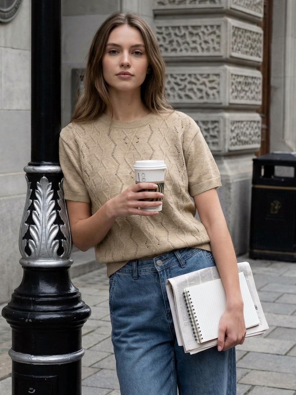 BOGARI Womens Short Sleeve Sweater Lightweight Knit Crew Neck Summer Tops Business Casual Loose Pullover Shirt