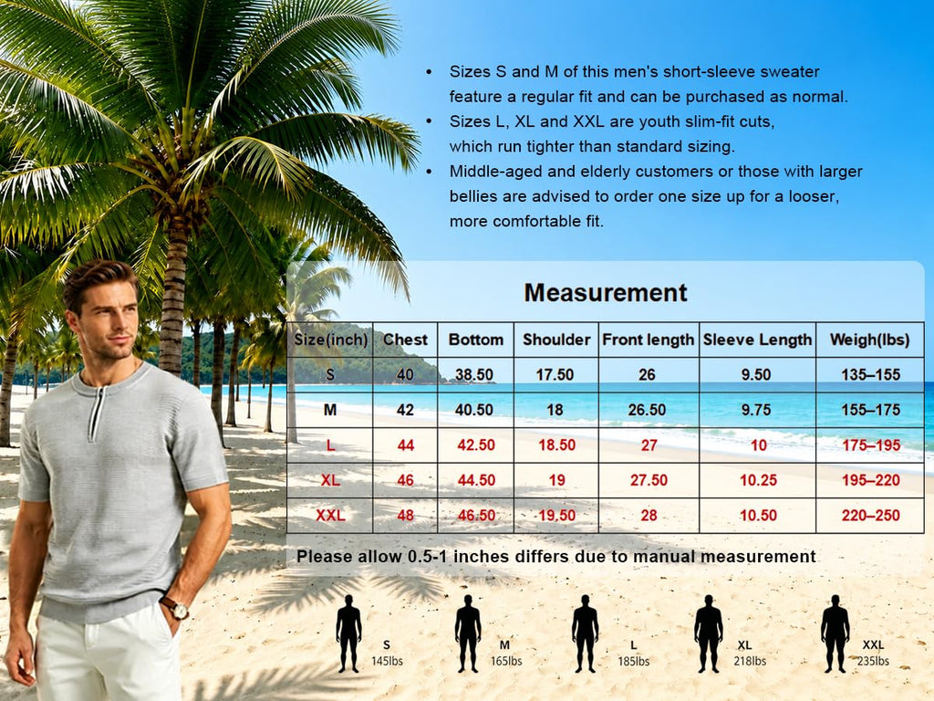 BOGARI Mens Knit Polo Shirt Short Sleeve Zipper for Summer Casual Dress Sweater Shirts Textured Ribbed Knitted Golf Tops