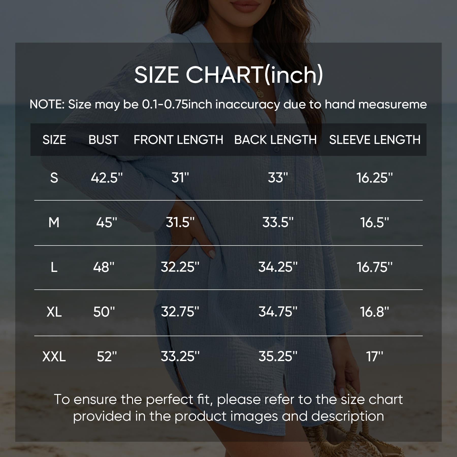 MERIDIANA 2 Pack Women's Swimsuit Cover Up 100% Cotton Beach Button Down Shirt Dress Long Sleeve Tops Bathing Suit Coverups