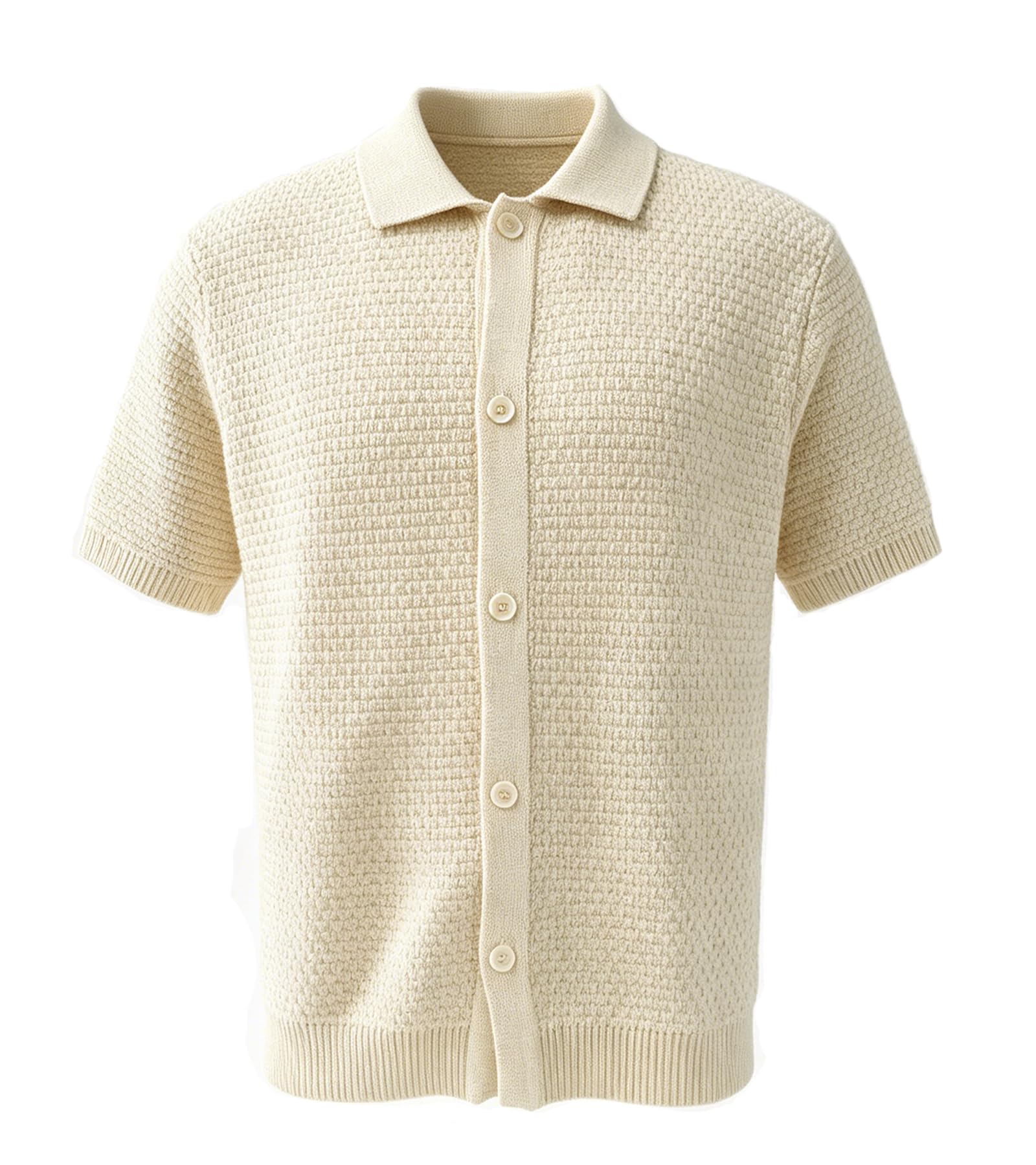 BOGARI Mens Knit Button Down Casual Polo Shirts Short Sleeve Cardigan Sweater with Pocket for Summer Golf Tops Vacation